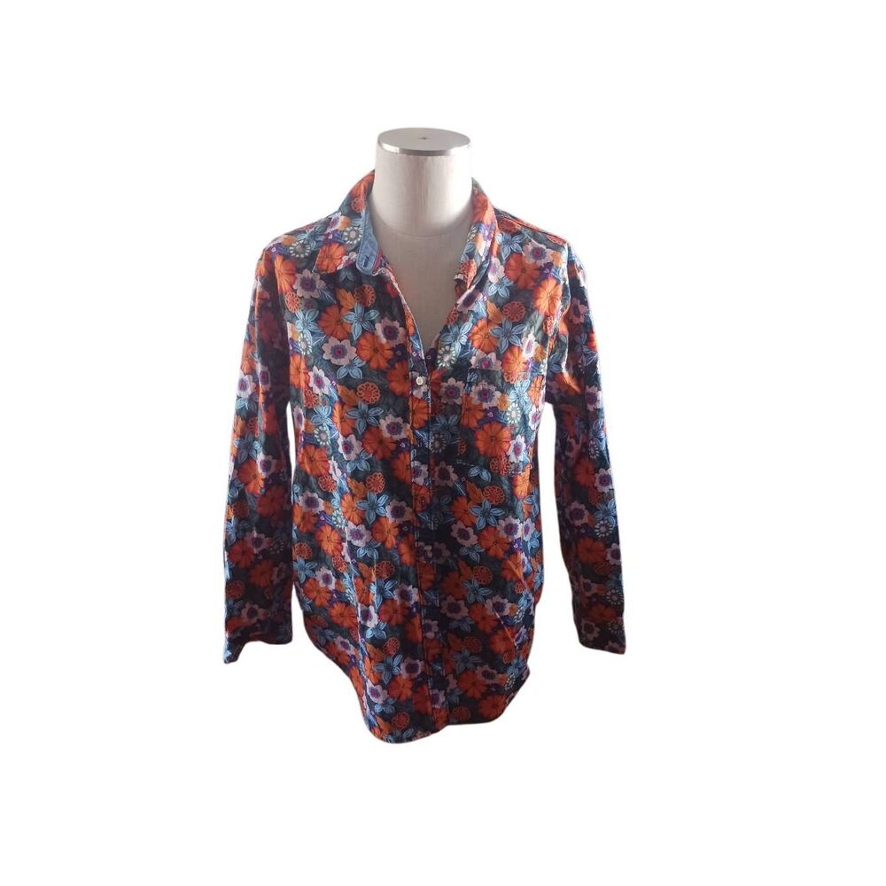 Women's large Button down all over print floral long sleeve cottagecore grannyco